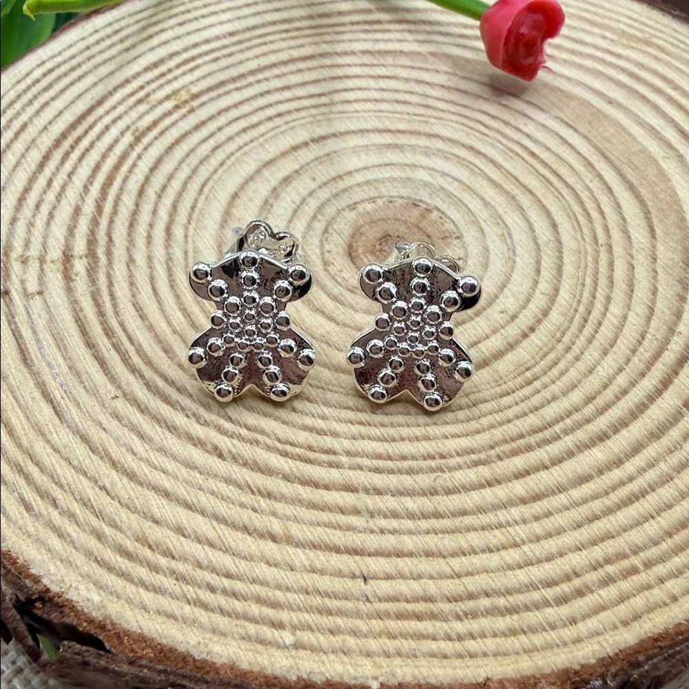 Grain Silver Stud Earrings 925 1.2CM